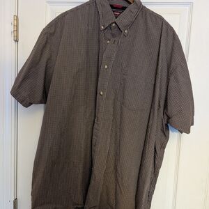 Wrangler Men's Brown Plaid Short Sleeve Button Down Dress Shirt